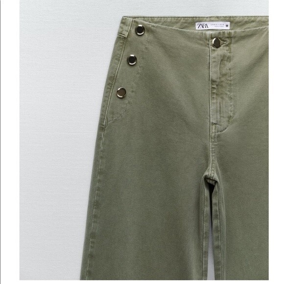 ZARA CROPPED WIDE LEG BUTTONED JEANS - Picture 4 of 6